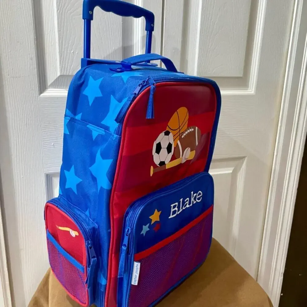 ROLLING SUITCASE BACKPACK 18’ RED BLUE Blake name Embroidered back to the school
